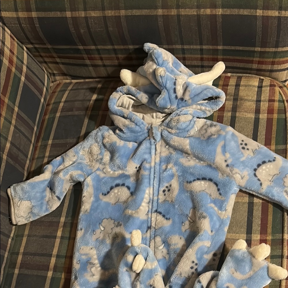 Blue Dinosaur Fleece Onesie